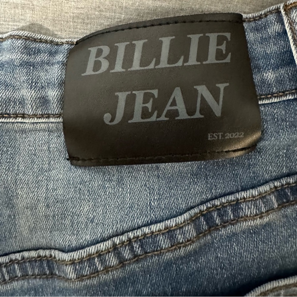 Distressed Billy Jean-  Skinny Blue Jeans with embroidery - Picture 4 of 9